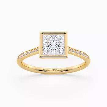 Diamond Set Princess Carina Diamond Ring in 9K Yellow Gold