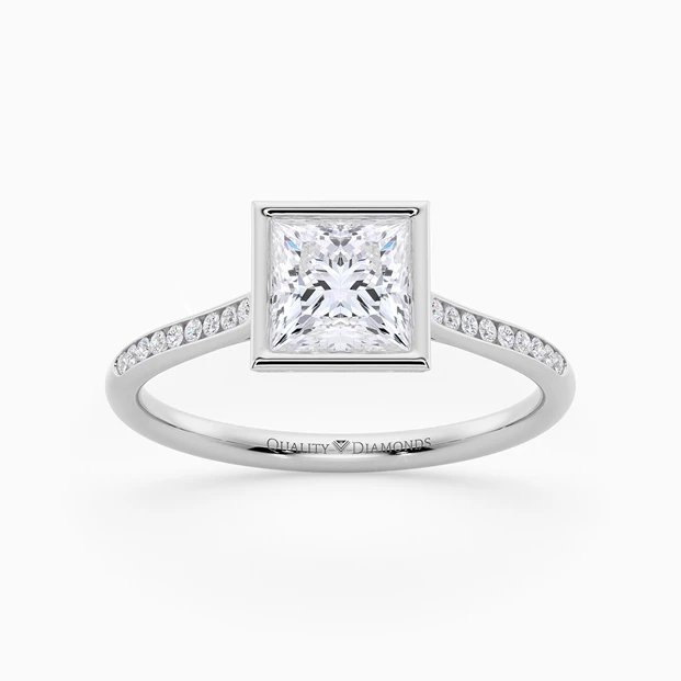Diamond Set Princess Carina Diamond Ring in Palladium
