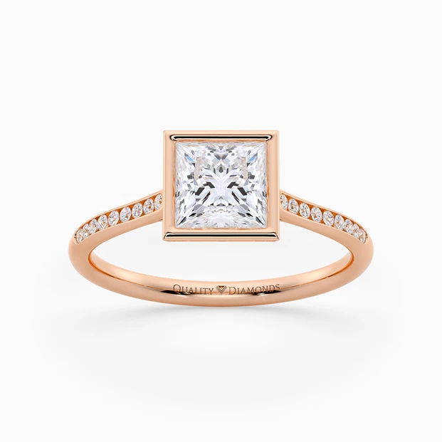 Diamond Set Princess Carina Diamond Ring in 18K Rose Gold