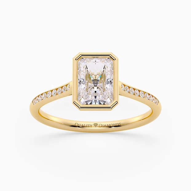 Diamond Set Radiant Carina Diamond Ring in 9K Yellow Gold