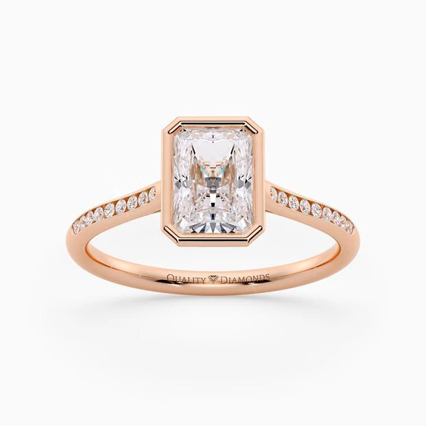 Diamond Set Radiant Carina Diamond Ring in 9K Rose Gold