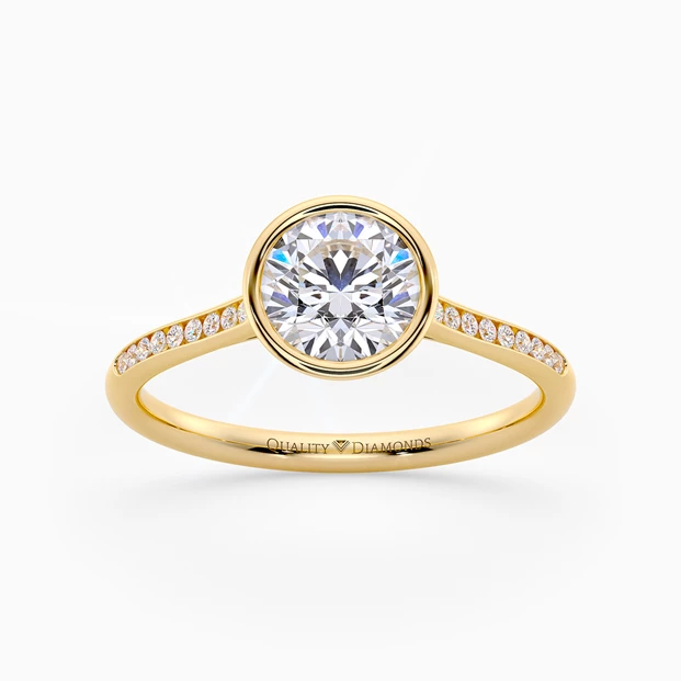 Diamond Set Carina Diamond Ring - Round Brilliant 9K Yellow Gold 