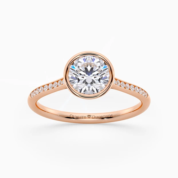 Diamond Set Round Brilliant Carina Diamond Ring in 18K Rose Gold