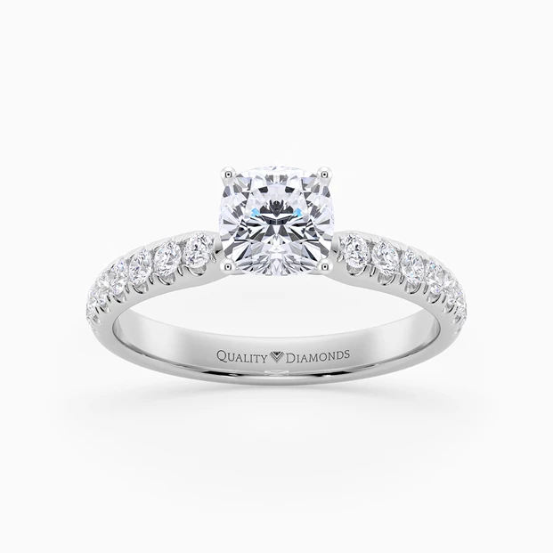 Diamond Set Cushion Amia Diamond Ring in Palladium