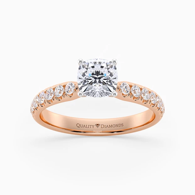 Diamond Set Cushion Amia Diamond Ring in 9K Rose Gold