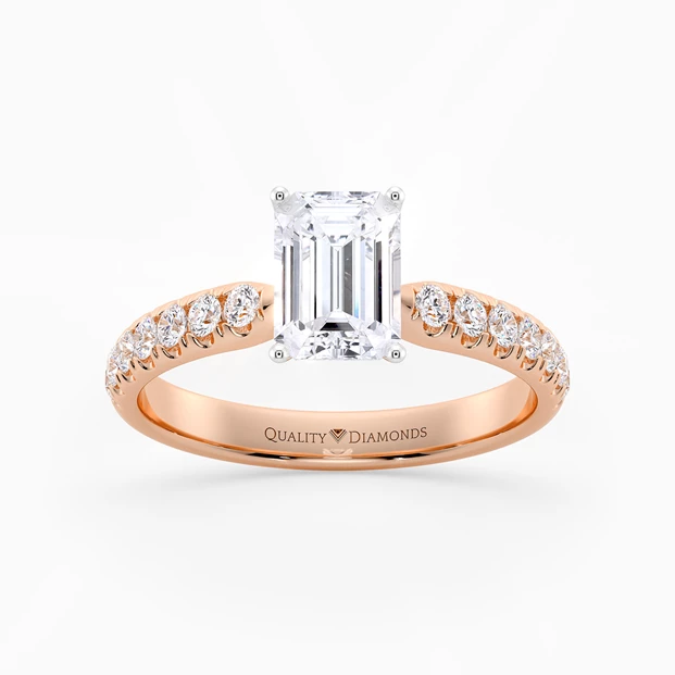Diamond Set Emerald Amia Diamond Ring in 18K Rose Gold