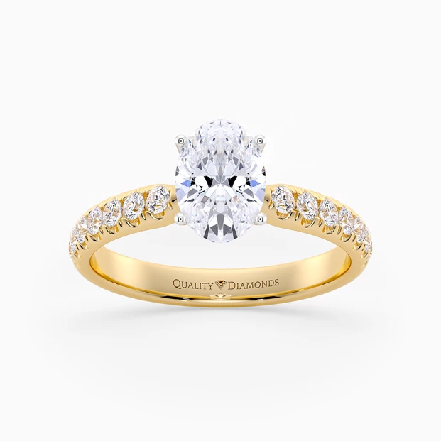 Diamond Set Oval Amia Diamond Ring in 18K Yellow Gold