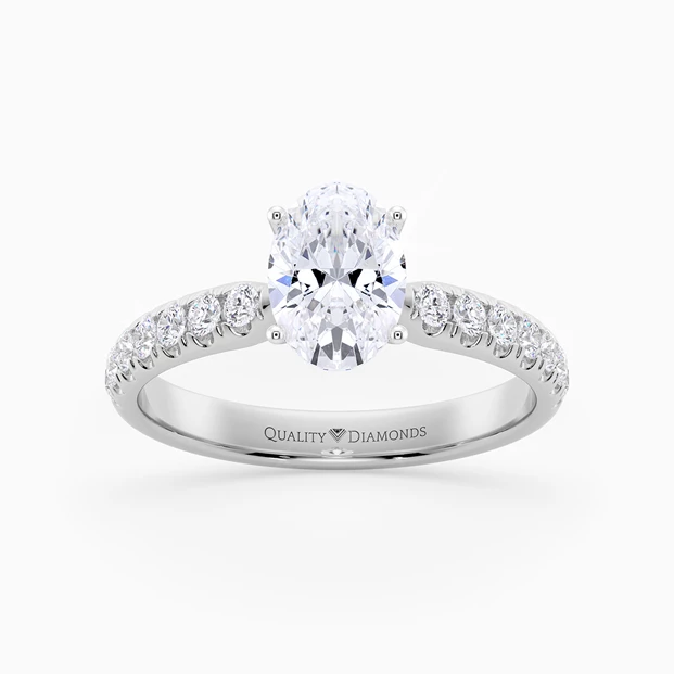 Diamond Set Oval Amia Diamond Ring in 9K White Gold