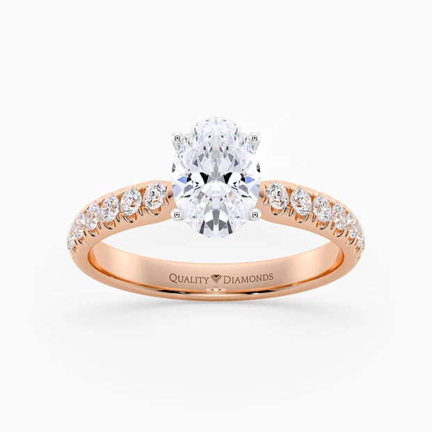 Diamond Set Oval Amia Diamond Ring in 9K Rose Gold