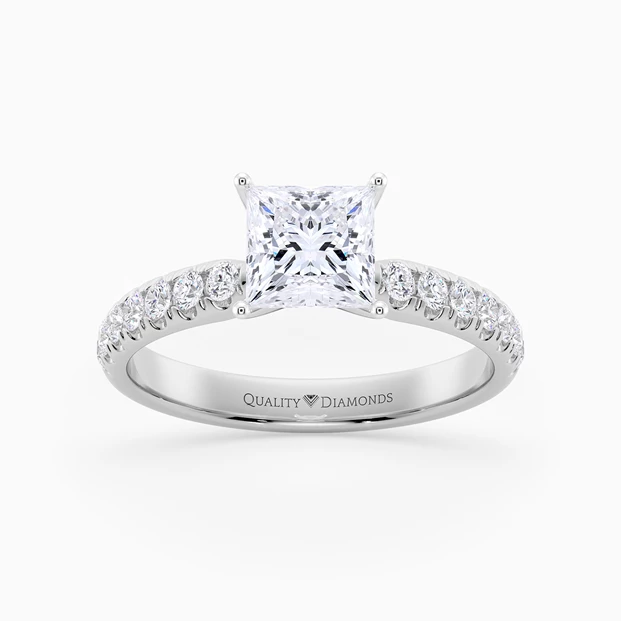 Diamond Set Princess Amia Diamond Ring in 9K White Gold