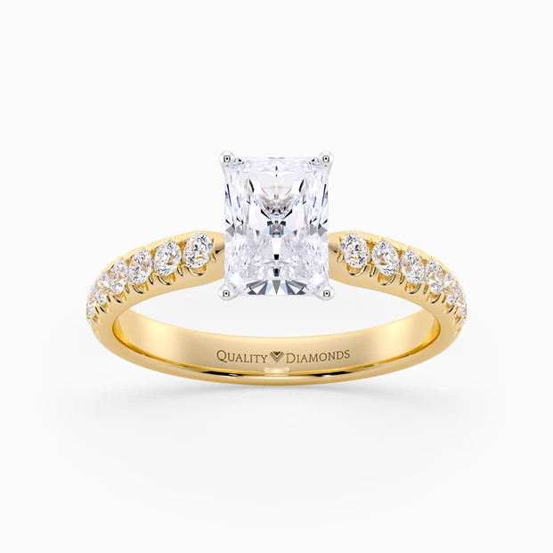 Diamond Set Radiant Amia Diamond Ring in 9K Yellow Gold