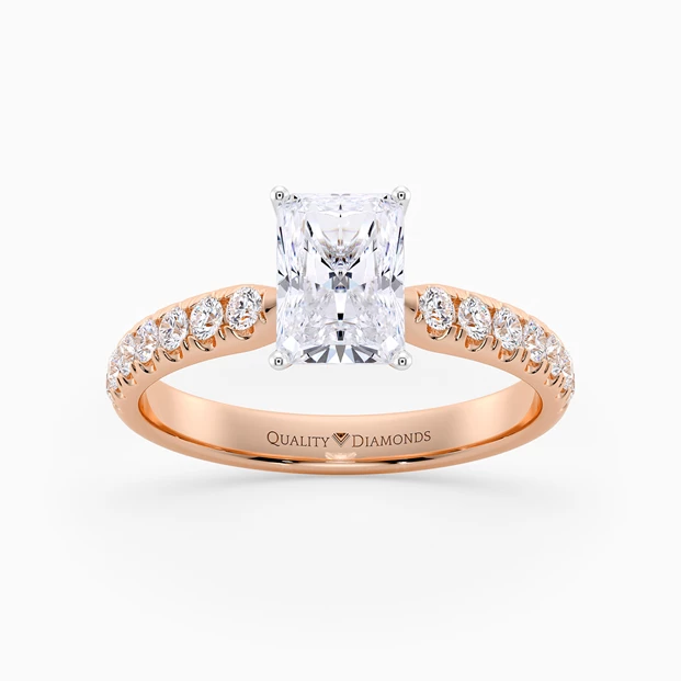 Diamond Set Radiant Amia Diamond Ring in 9K Rose Gold