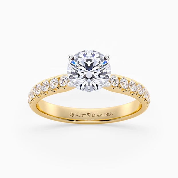 Diamond Set Round Brilliant Amia Diamond Ring in 18K Yellow Gold