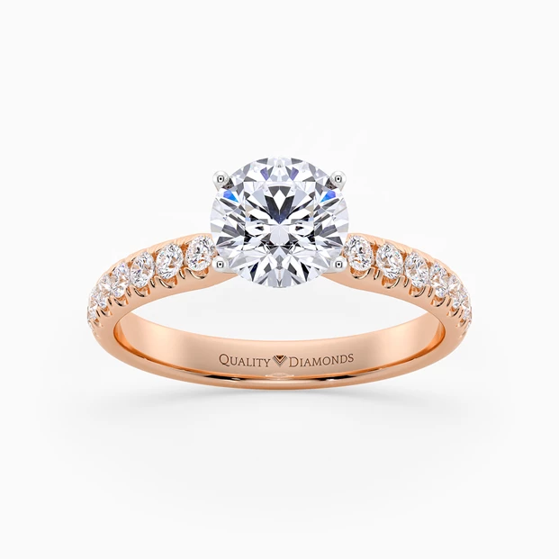 Diamond Set Round Brilliant Amia Diamond Ring in 18K Rose Gold