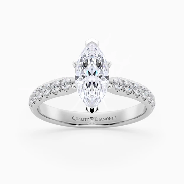 Six Claw Diamond Set Marquise Amia Diamond Ring in Palladium