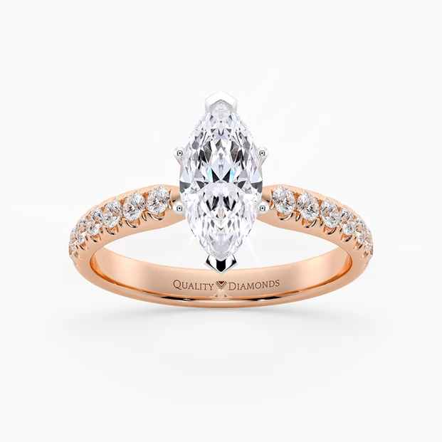 Six Claw Diamond Set Marquise Amia Diamond Ring in 9K Rose Gold