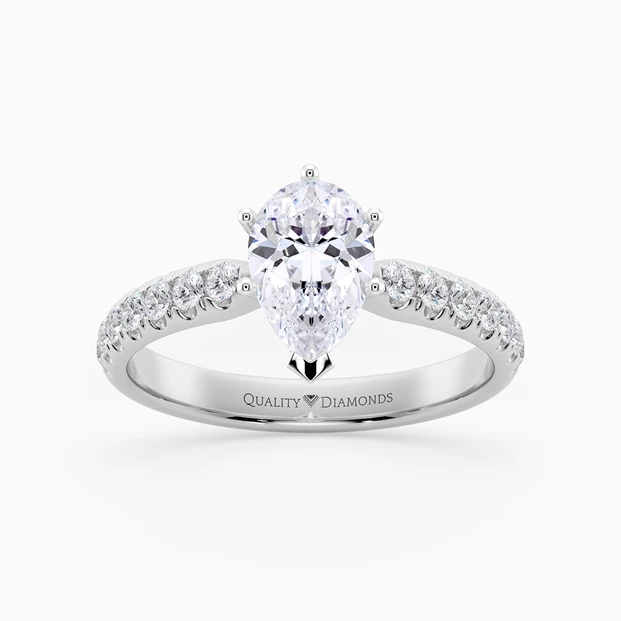Six Claw Diamond Set Pear Amia Diamond Ring in Palladium