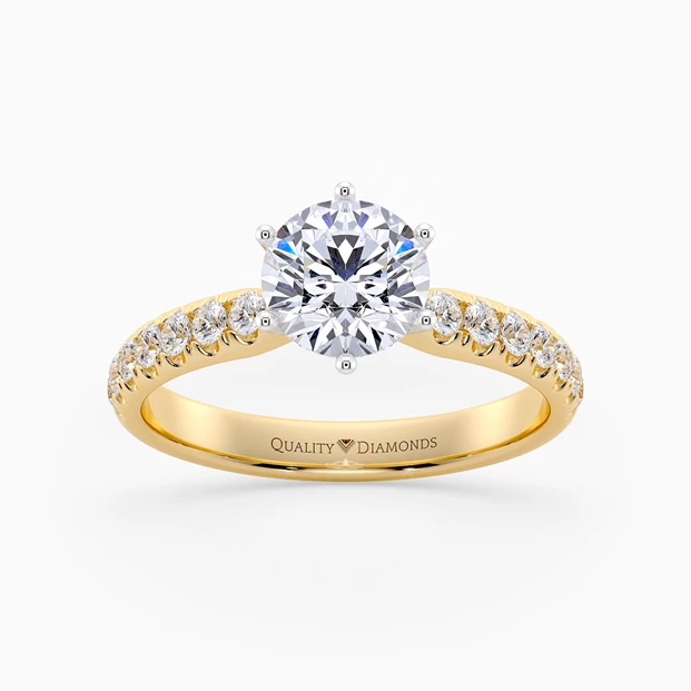 Six Claw Diamond Set Round Brilliant Amia Diamond Ring in 18K Yellow Gold
