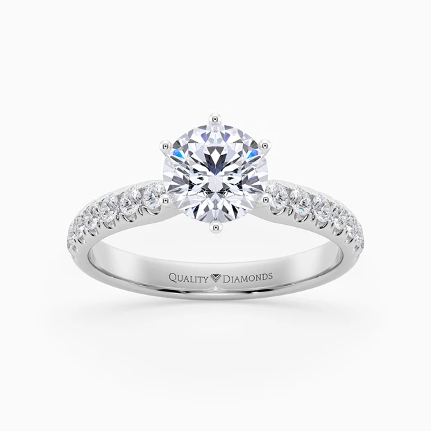 Six Claw Diamond Set Round Brilliant Amia Diamond Ring in Platinum