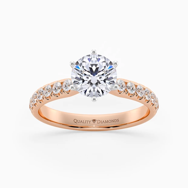 Six Claw Diamond Set Round Brilliant Amia Diamond Ring in 9K Rose Gold