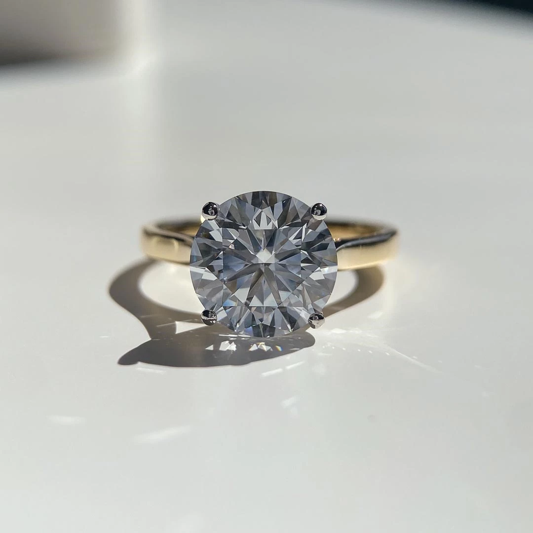 3.93ct Lab-Grown Round Brilliant Clara Diamond Ring in 18K Yellow Gold & Platinum
