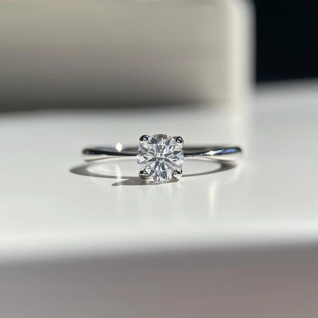 0.46ct Lab-Grown Round Brilliant Amorette Diamond Ring in 9K White Gold