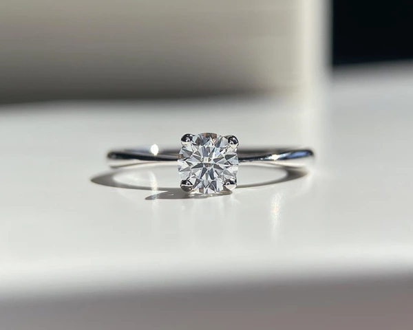 0.46ct Lab-Grown Round Brilliant Amorette Diamond Ring in 9K White Gold