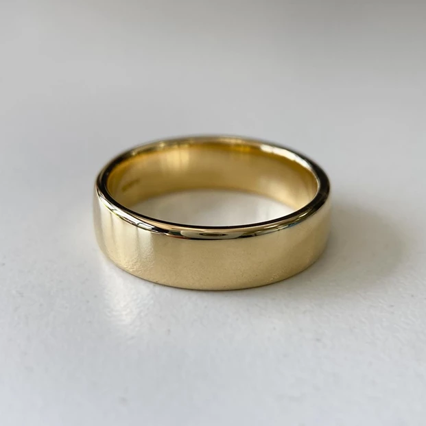 18K Yellow Gold 6mm Slight Court Medium Weight Wedding Ring