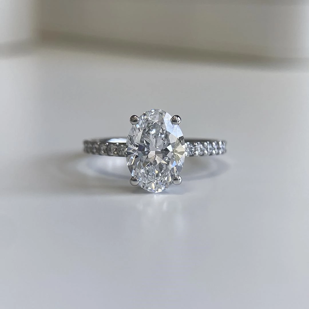 2.04ct Lab-Grown Oval Diamond set Liraz Ring in Platinum