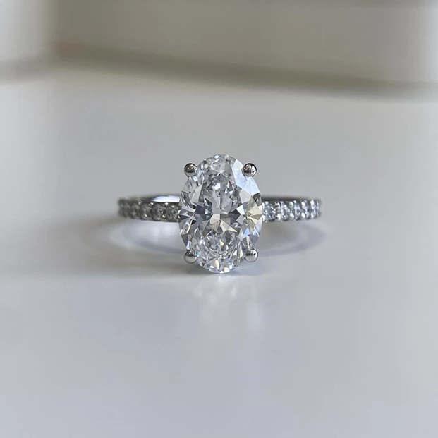 2.04ct Lab-Grown Oval Diamond set Liraz Ring in Platinum
