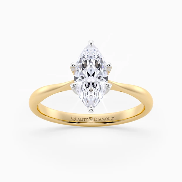 Marquise Six Claw Bellezza Diamond Ring in 18K Yellow Gold