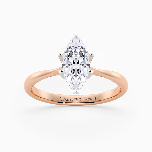 Marquise Six Claw Bellezza Diamond Ring in 18K Rose Gold