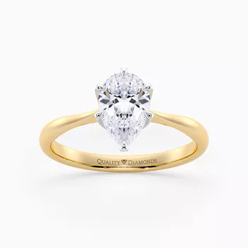 Pear Six Claw Bellezza Diamond Ring in 9K Yellow Gold