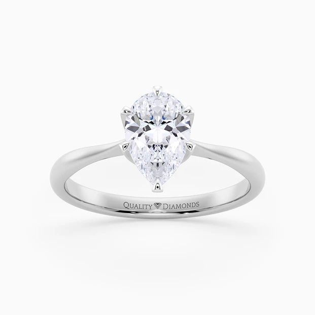 Pear Six Claw Bellezza Diamond Ring in Platinum 950