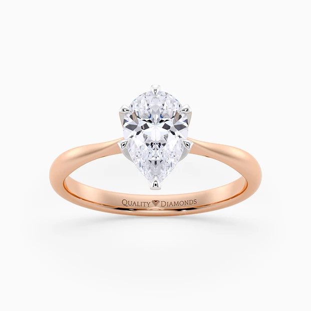 Pear Six Claw Bellezza Diamond Ring in 18K Rose Gold