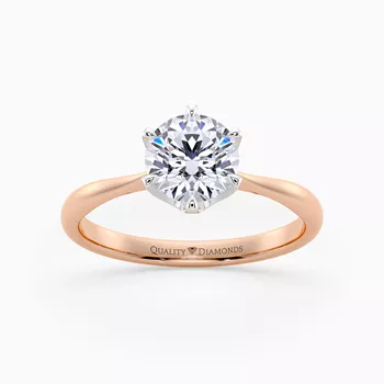 Round Brilliant Six Claw Bellezza Diamond Ring in 18K Rose Gold