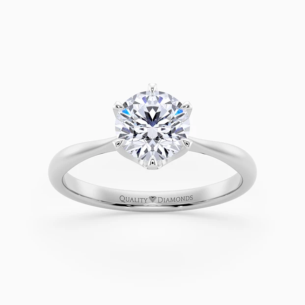 Round Brilliant Six Claw Bellezza Diamond Ring in Platinum