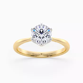 Round Brilliant Six Claw Bellezza Diamond Ring in 18K Yellow Gold