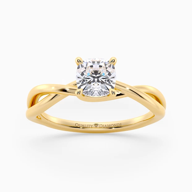 Cushion Grazia Diamond Ring in 9K Yellow Gold