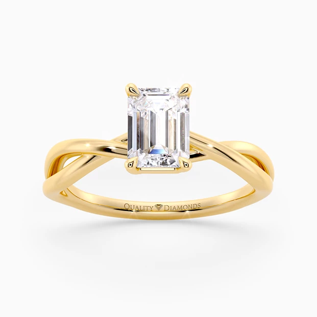 Emerald Grazia Diamond Ring in 9K Yellow Gold