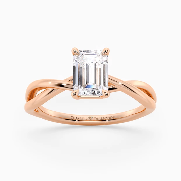 Emerald Grazia Diamond Ring in 18K Rose Gold