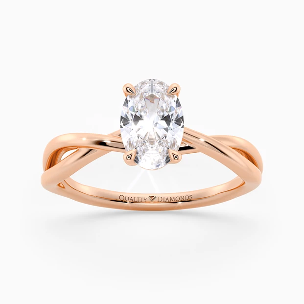 Oval Grazia Diamond Ring in 9K Rose Gold