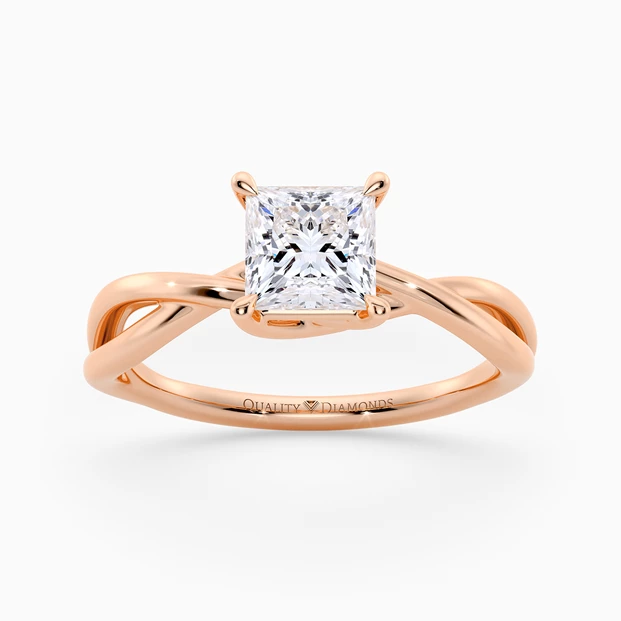 Princess Grazia Diamond Ring in 9K Rose Gold