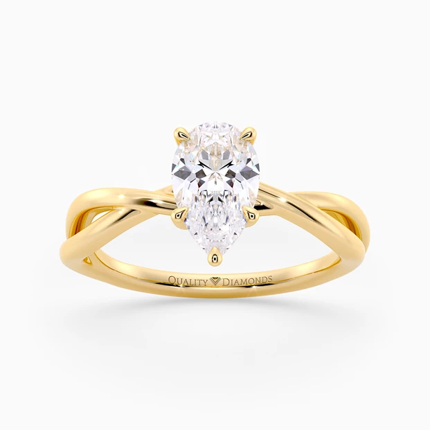 Pear Grazia Diamond Ring in 9K Yellow Gold