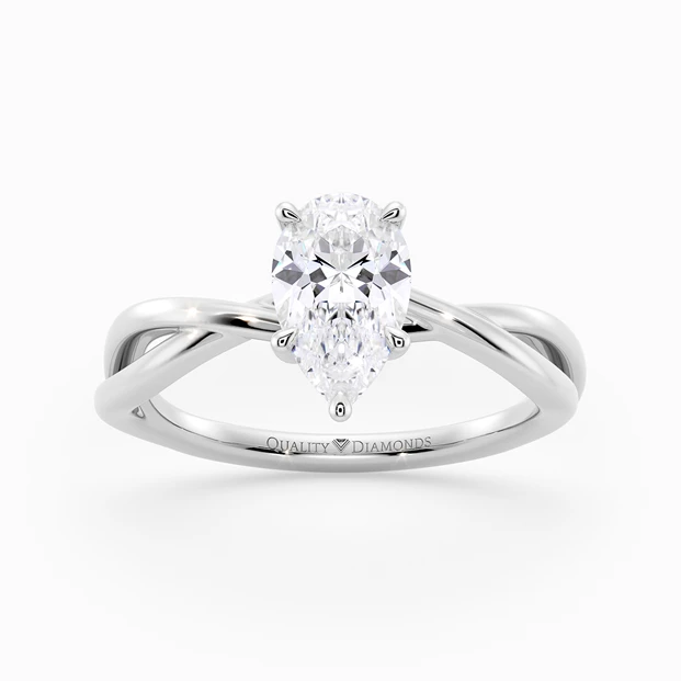 Pear Grazia Diamond Ring in Platinum