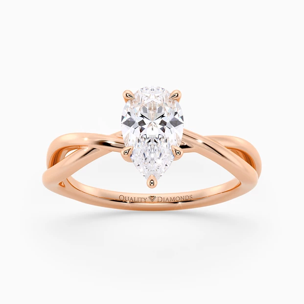 Pear Grazia Diamond Ring in 9K Rose Gold