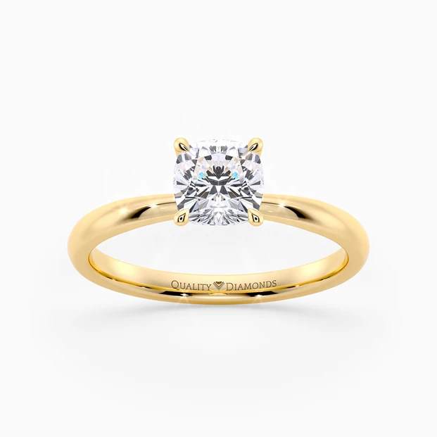 Cushion Mirabelle Diamond Ring in 18K Yellow Gold
