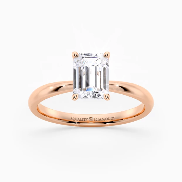 Emerald Mirabelle Diamond Ring in 9K Rose Gold