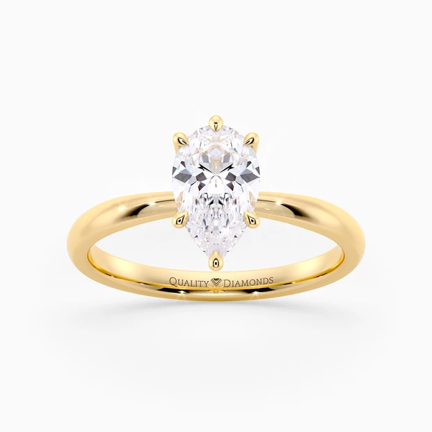 Pear Mirabelle Diamond Ring in 9K Yellow Gold