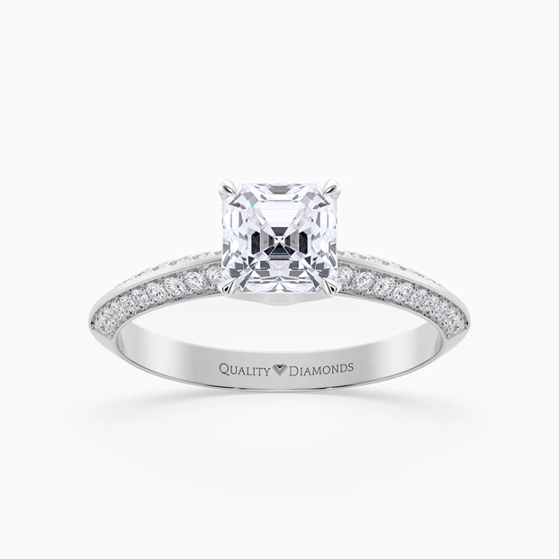 Diamond Set Asscher Carella Diamond Ring in Palladium